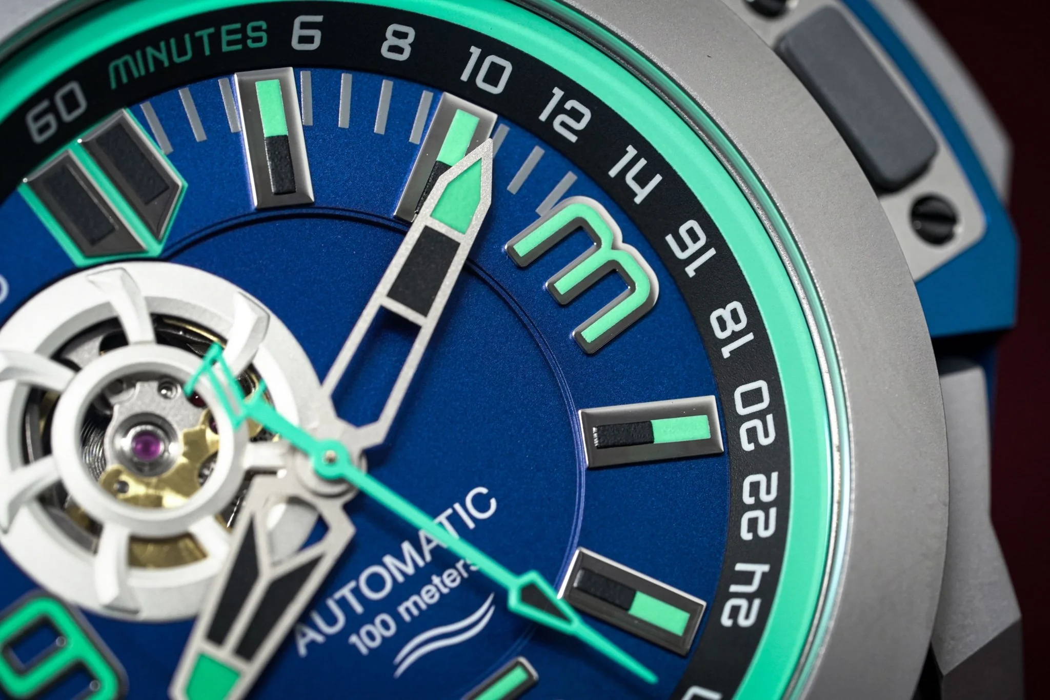Mazzucato Automatic reversible Watch Scuba Blue Green - Image 15
